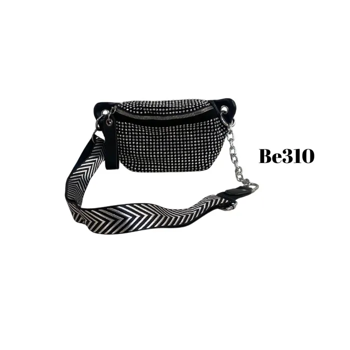 Bolso Incanta shoes Riñonera Negro Apliques Be310 BE310