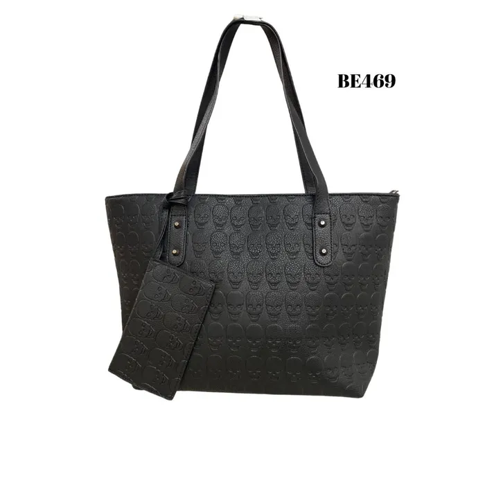 Bolso negro calaveras BE469