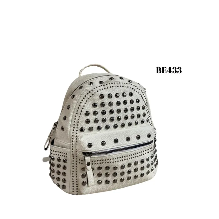 Morral blanco apliques plateados BE433