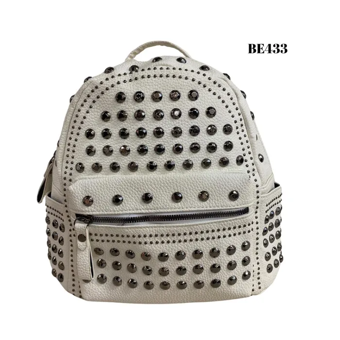 Morral blanco apliques plateados BE433