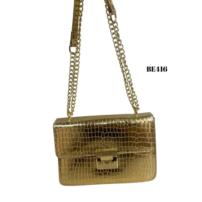 bolso textura dorado cadena dorada be416