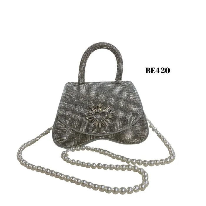 bolso plateado brillantes be420