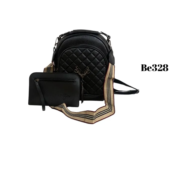 Bolso Incanta shoes Morral Textura Negro Apliques Be328 BE328