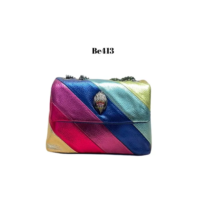 bolso colores aplique cadena plomo be413