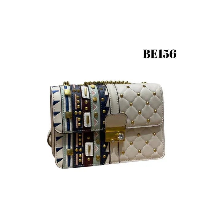 Bolso beige apliques dorados BE156