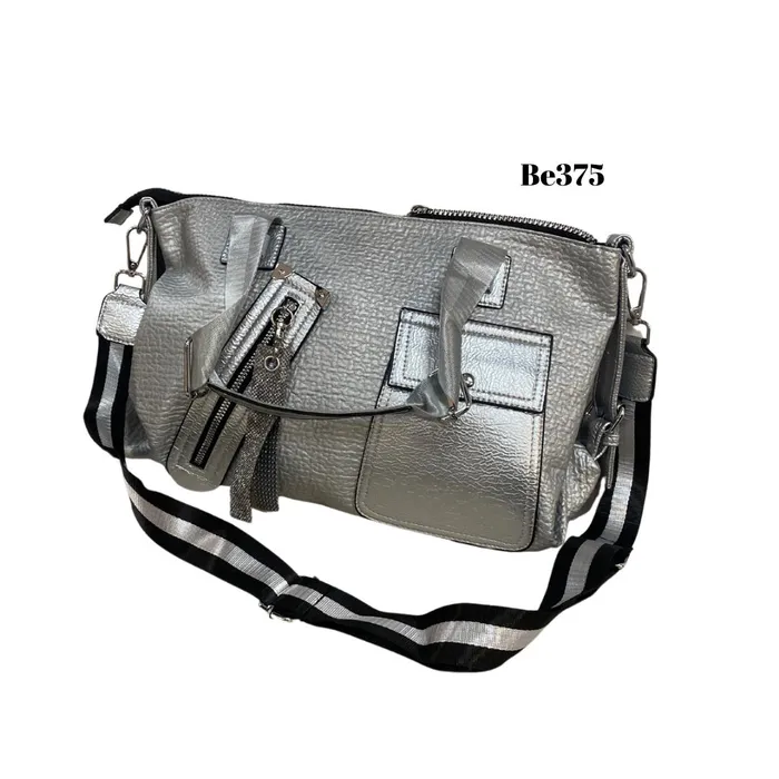 bolso textura plateado be375