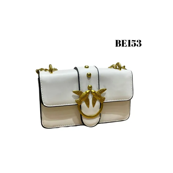 bolso blanco apliques accesorios dorados BE153