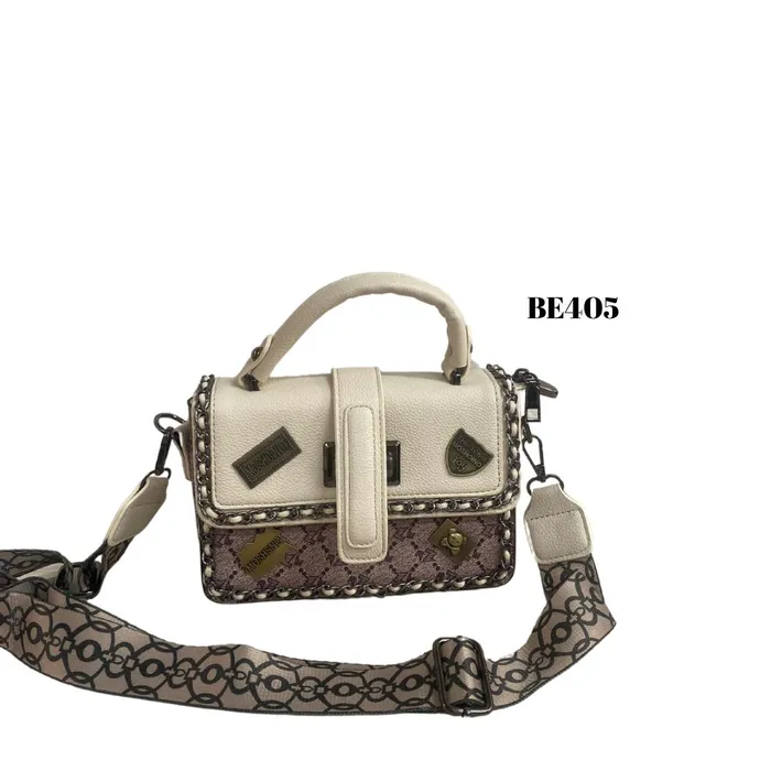 Bolso Beige Detalles Gris Apliques BE405