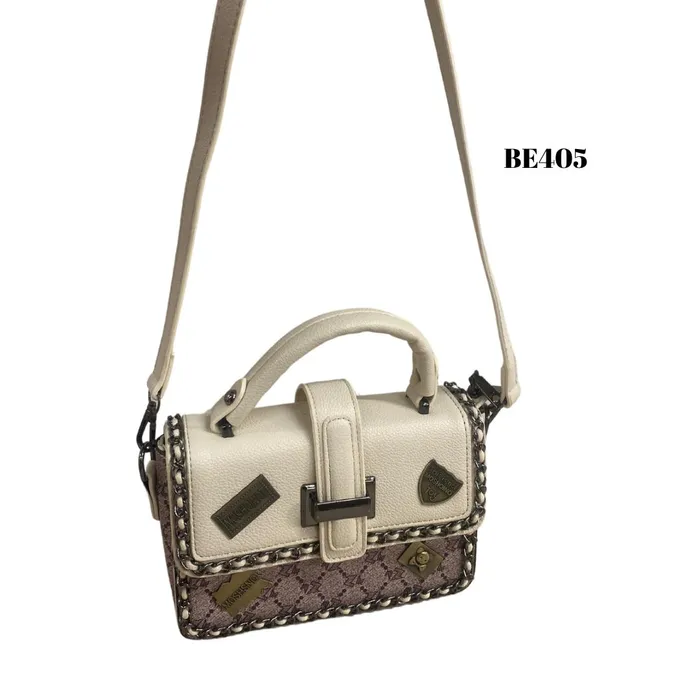 Bolso Beige Detalles Gris Apliques BE405