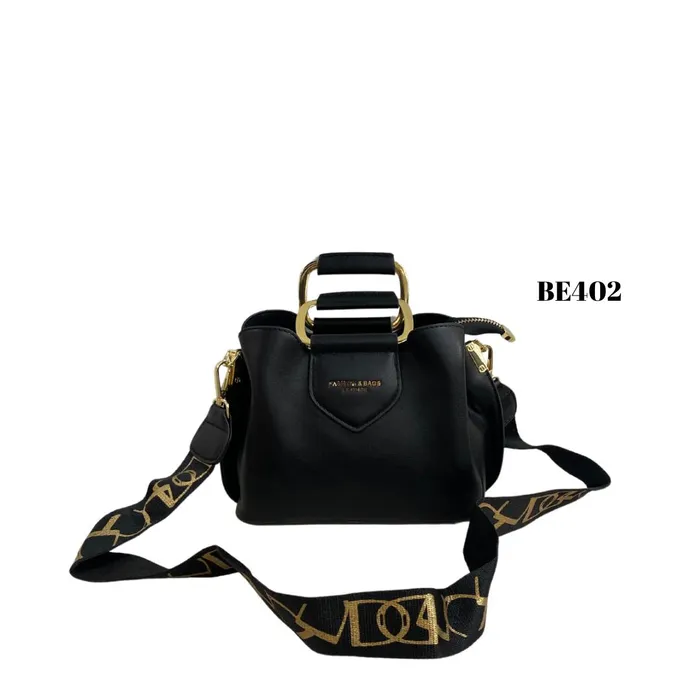 Bolso Negro Detalles Dorados BE402