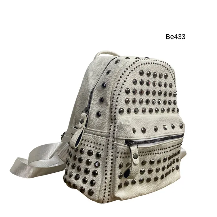 Morral blanco apliques plateados BE433