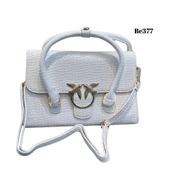 bolso textura blanco aplique dorado be377