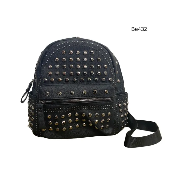 Morral negro apliques plateados BE432