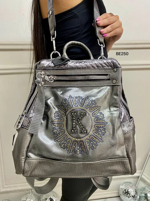 Bolso Plateado Apliques Brillantes BE250