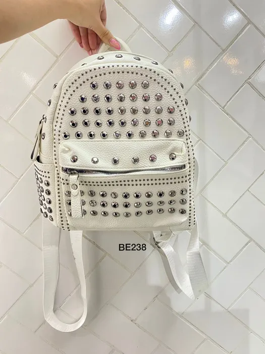 Morral blanco piedras plateadas BE238