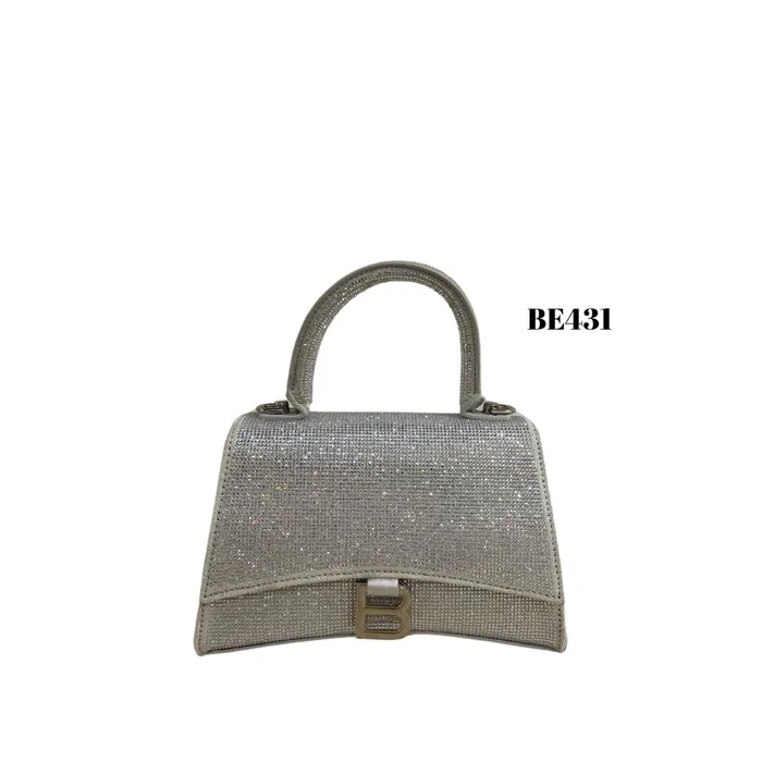 Bolso plateado apliques brillantes BE431