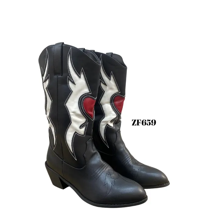 Bota texana negra detalles ZF659-37