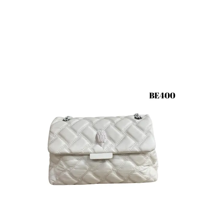 Bolso textura blanco aplique cadena blanco BE400