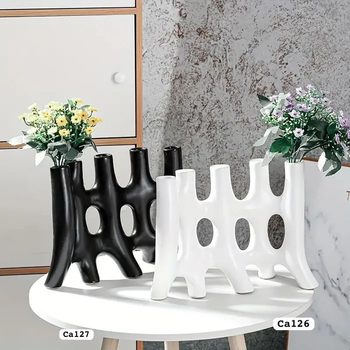 Candelabro blanco ceramica CA126