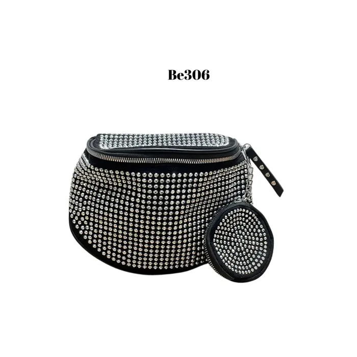 Bolso Incanta shoes Riñonera Negra Apliques Be306 BE306