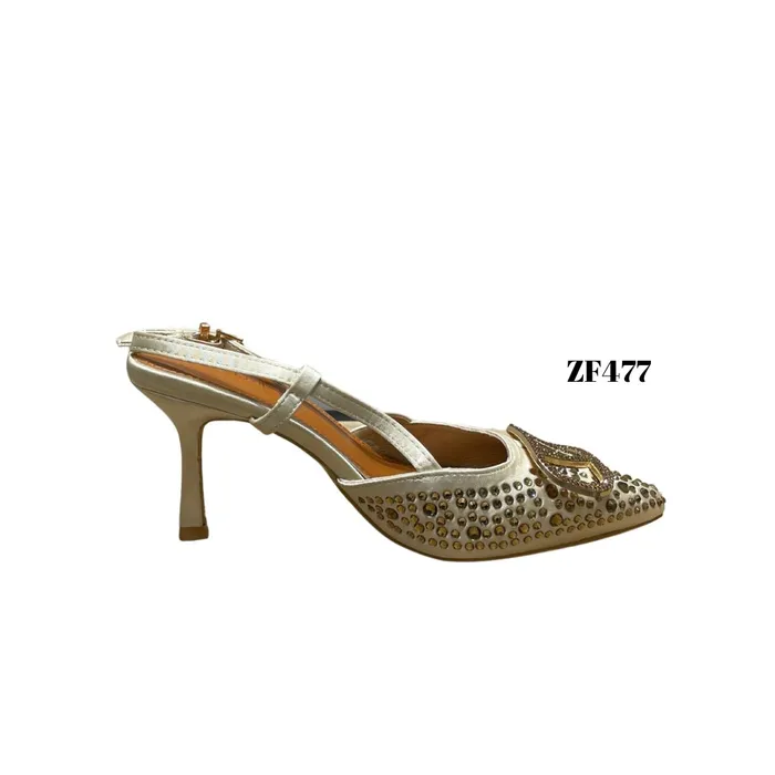 Stiletto beige apliques brillantes destalonado zf477-37