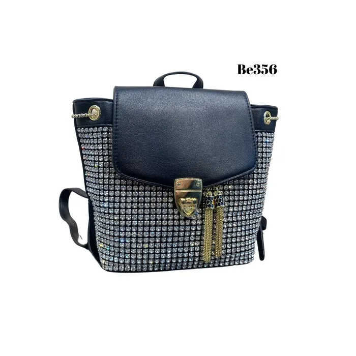 Morral negro detalles dorados apliques brillantes BE356