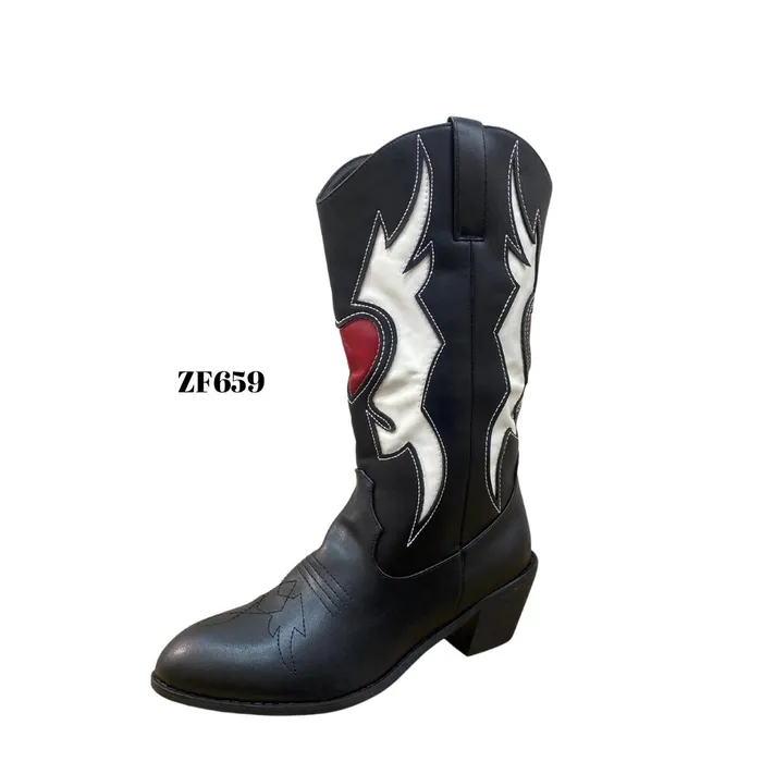 Bota texana negra detalles ZF659-37