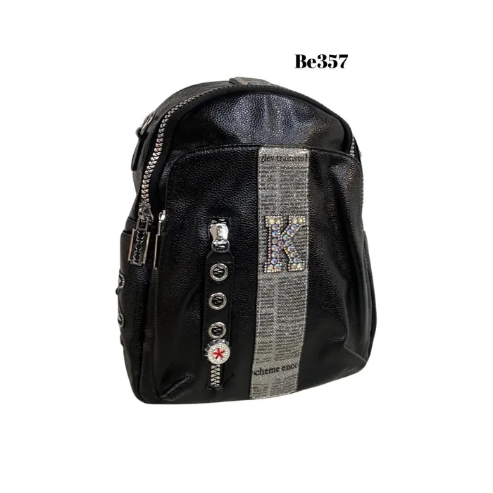 Morral textura negro detalles plateados apliques BE357