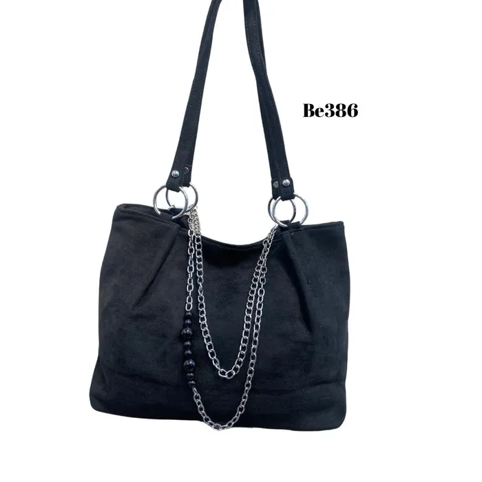 bolso negro apliques plateados be386