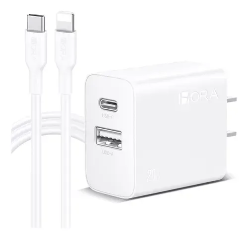 Cargador Gar 163 20w Salida Dual Carga Rápida Y Cable Compatible Con iPhone 11/12/13/14