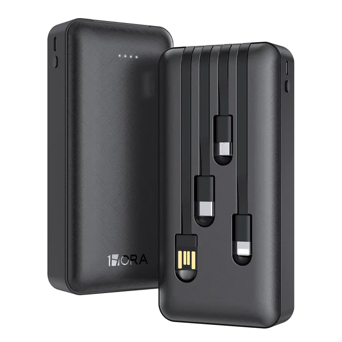 Power Bank Inalámbrica Gar 159 1hora Con Multicables Tipo C V8 Lightning De 20.000mah 