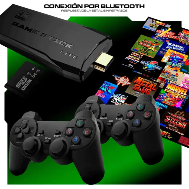 Consola De Juegos Retro Inalámbrica Game Stick 4k 10.000 Juegos 64gb