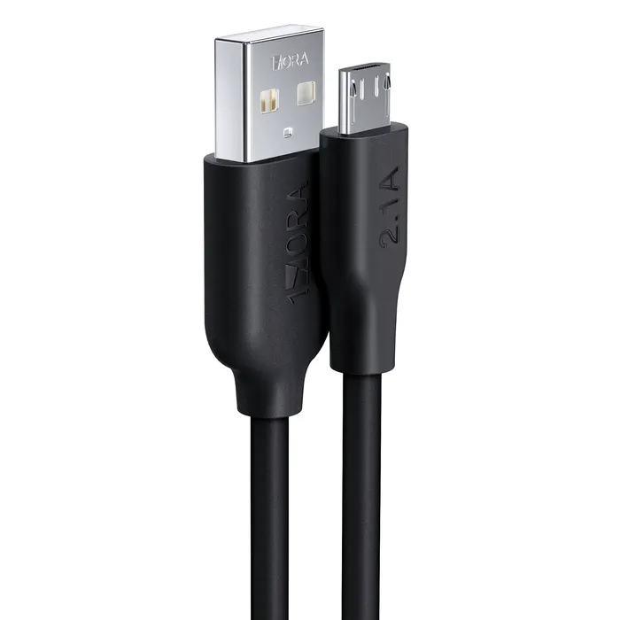 Cable Micro Usb V8 2 Metros 2.1a 1hora Color Negro