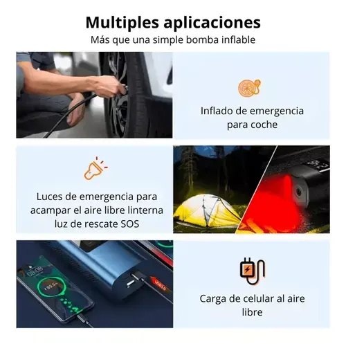 Mini Compresor De Aire Portátil Inalámbrico 150psi + Linterna Led + Accesorios