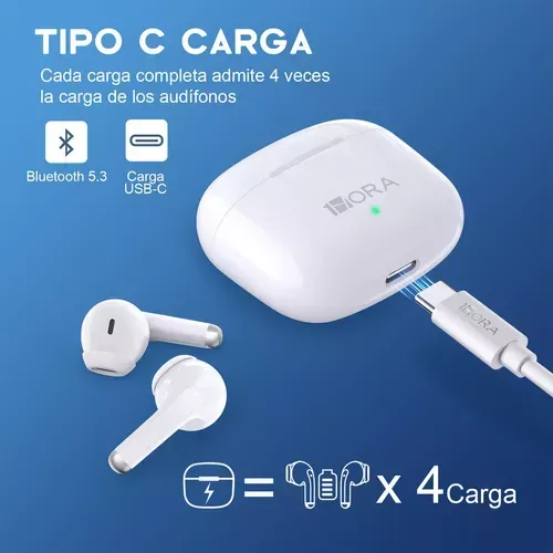 Audífonos In-ear Inalámbricos Bluetooth 1Hora Color Blanco