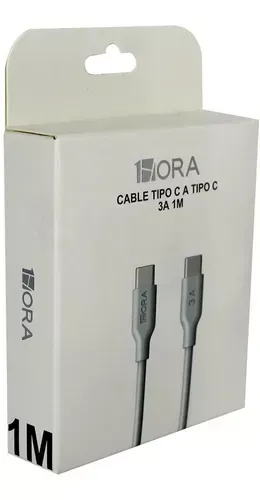 Cable Tipo C A Tipo C Usb Carga Rápida 3 Amperios 1hora Color Blanco