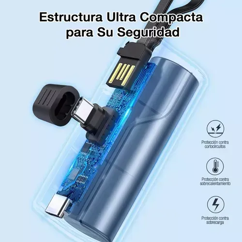 Power Bank Gar 262 4500mah Batería Portátil Tipo C Con Usb Mini Ultra Compacto Color Negro