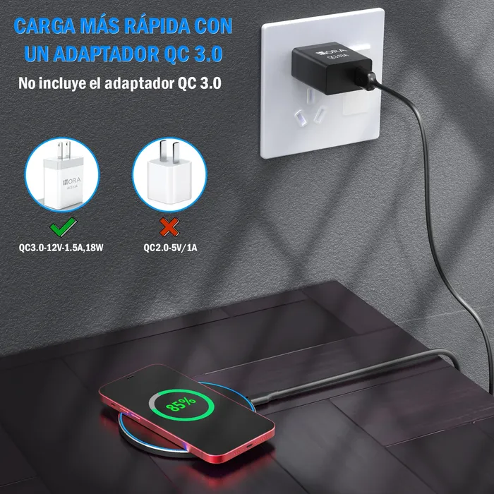 Cargador Inalambrico Base Carga Rápida Iq Universal Gar151 Color Negro