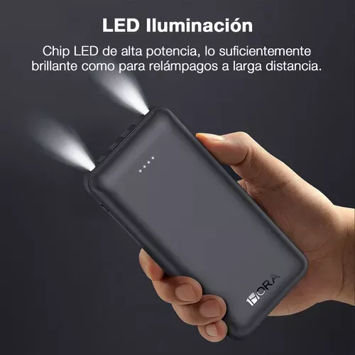 Power Bank Gar148 Negra Batería Portátil Carga Rápida 10.000mah 4 Cables 