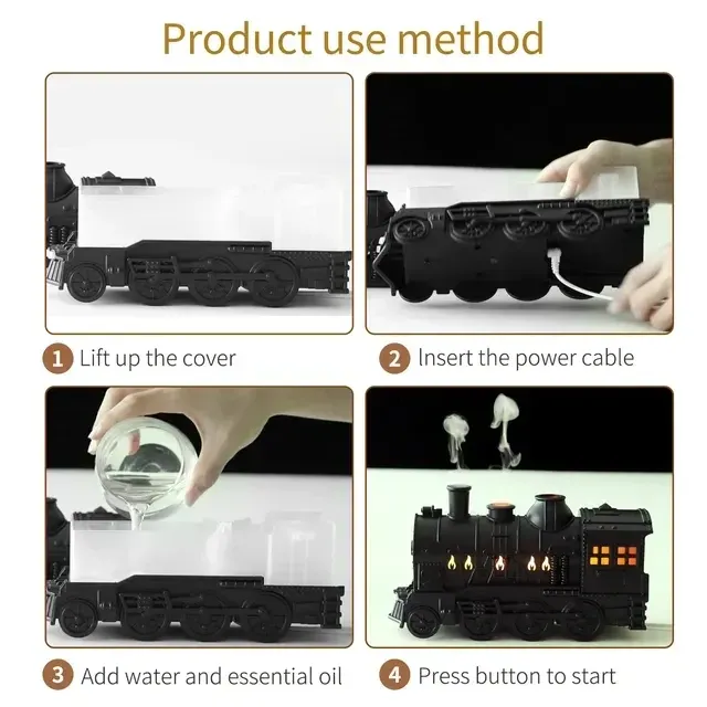 Mini Humidificador Tren Portátil Con Control Color Negro 