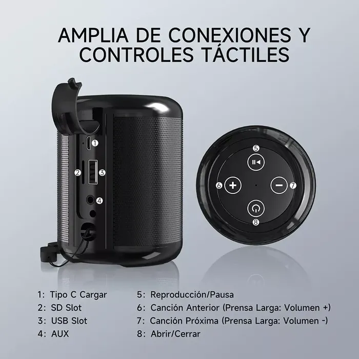 Parlante Bocina Portátil Mini Boc 062 1hora Con Bluetooth Inalámbrica Color Negro