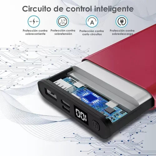 Power Bank Gar 130 Brillo Metálico Batería Portátil 10000 Mah 2.1a Color Roja