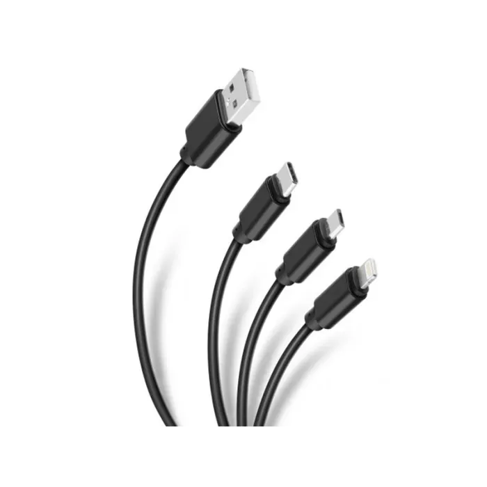 Cable Cab 259 Usb Tipo C Reforzado 3 En 1 Para Xiaomi iPhone 1hora Color Negro