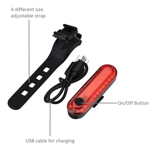 Luz Trasera Volcano Recargable Para Bicicleta Usb Color Rojo