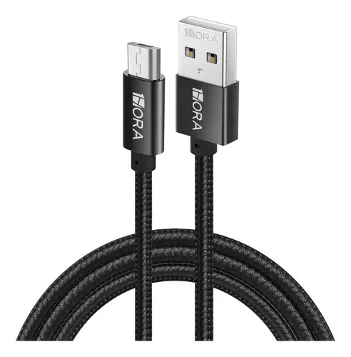 Cable Cab 248 Usb Trenzado Nylon 2.4a 1 Metro Tipo V8 Color Negro 1hora