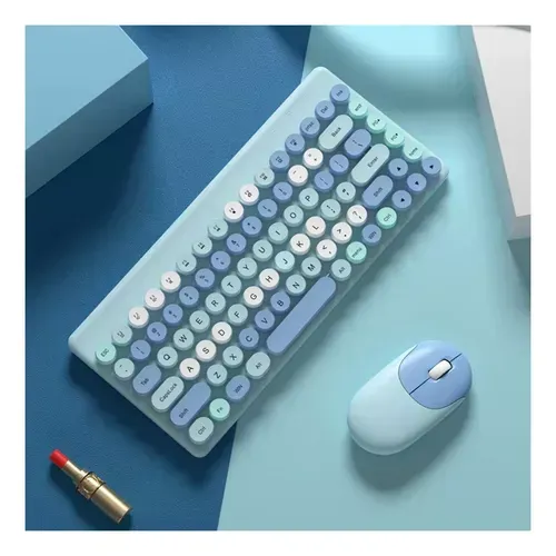 Kit Teclado Mouse Inalámbrico DN-C600 Usb  Azul Claro