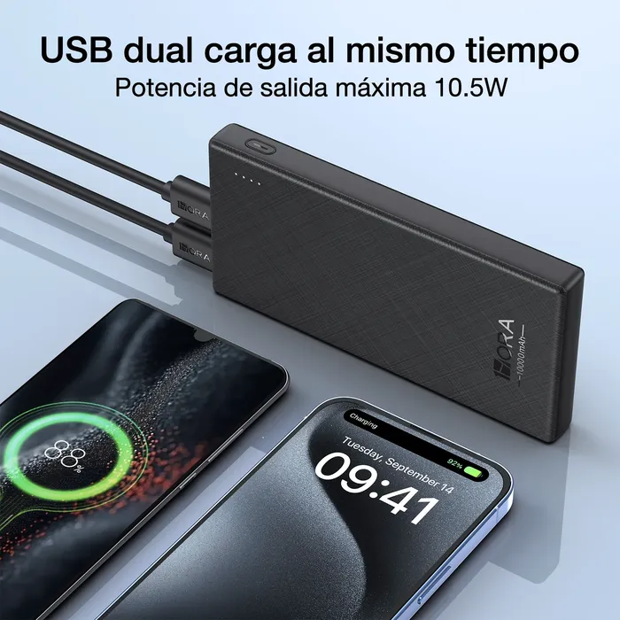 Power Bank Batería Portátil 10000mah Gar 263 1hora Con Indicador De Luz + Cable V8