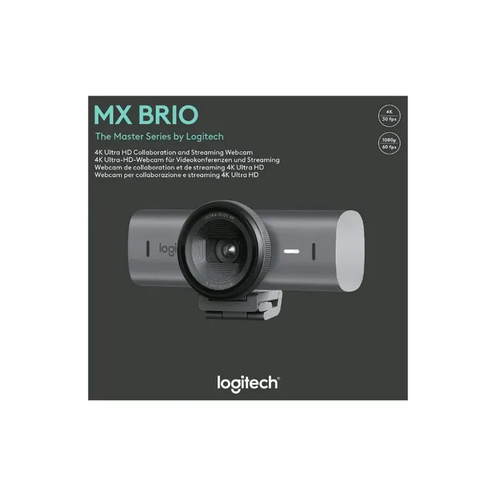 Cámara Web Logitech MX Brio – 8.5Megapíxel – 60fps – Grafito – USB 3.0 Typo C – 4K	