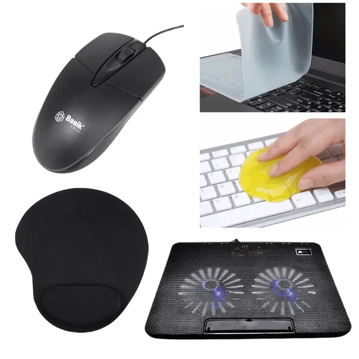 Combo 5 en 1: Mouse BSK700M, Pad MP01, Base A2, Goma, Membrana