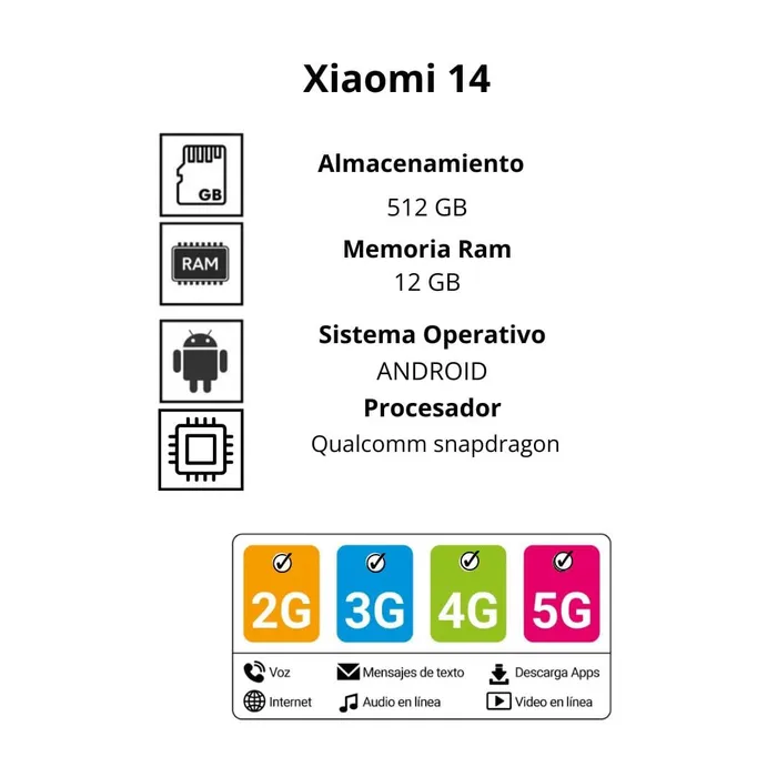 Celular Xiaomi 14 5G 512GB 12GB Gris plata